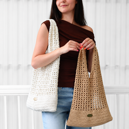 5 Sizes Easy Crochet Bag Pattern PDF | Sydney Crochet Tote Bag | Mesh Market Bag | Beach & Shopping Bag | Beginner-Friendly | Instant Download + Video Tutorial