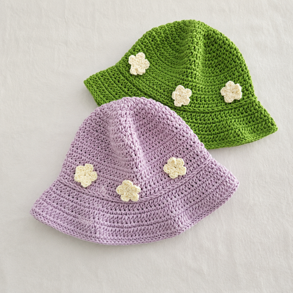 Daisy Drop Bucket Hat Crochet Pattern PDF | Beginner Bucket Hat Tutorial | Floral Summer Hat | Easy Crochet Hat Pattern | Instant Digital Download
