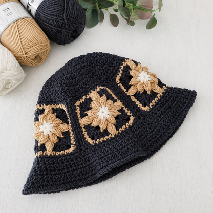 Bobble Granny Square Bucket Hat Crochet Pattern PDF | Beginner-Friendly Floral Bucket Hat | Granny Square Hat Tutorial | Easy Crochet Hat Pattern | Instant Download