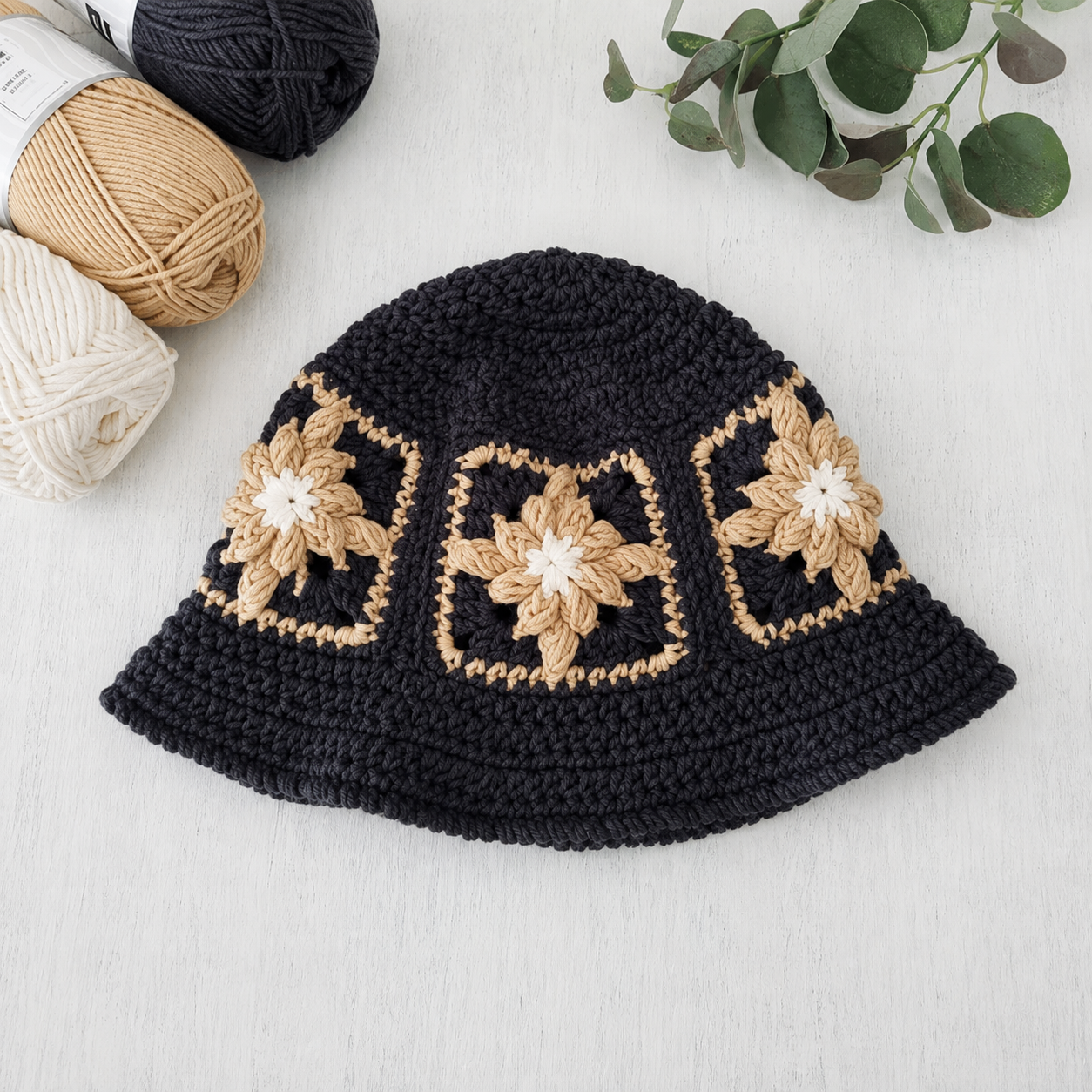Bobble Granny Square Bucket Hat Crochet Pattern PDF | Beginner-Friendly Floral Bucket Hat | Granny Square Hat Tutorial | Easy Crochet Hat Pattern | Instant Download