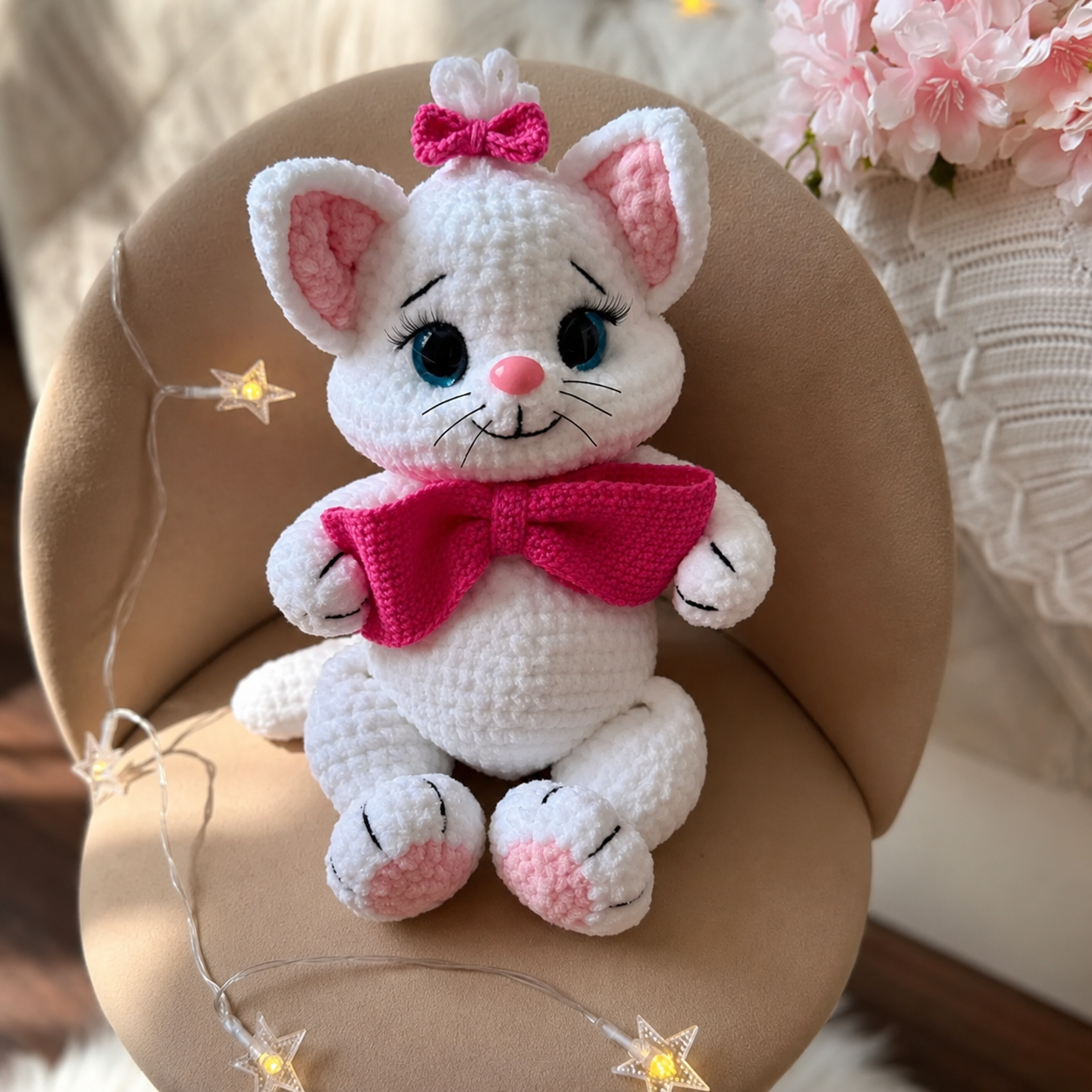 Kitty with a Bow Crochet Pattern PDF | Cute Cat Amigurumi Pattern | Low-Sew Plush Kitten | Beginner Friendly | Instant Download