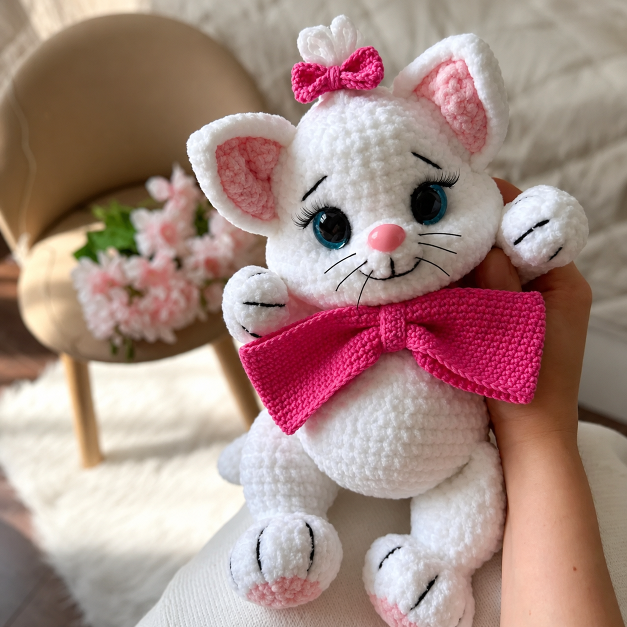 Kitty with a Bow Crochet Pattern PDF | Cute Cat Amigurumi Pattern | Low-Sew Plush Kitten | Beginner Friendly | Instant Download