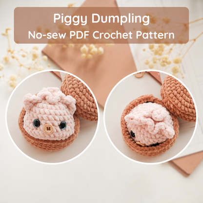 Dumpling Farm Animals No-Sew Crochet Pattern Bundle | 10-in-1 Amigurumi Bao Animals + Steamer Basket | Beginner PDF Pattern