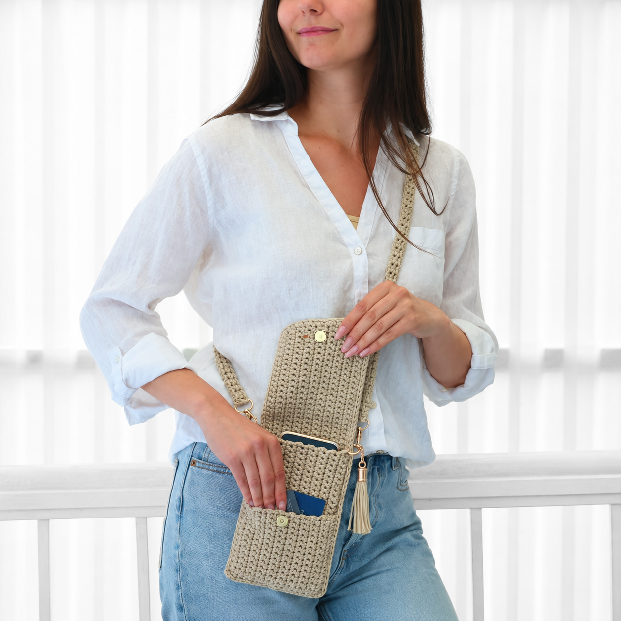 LISBON Crochet Crossbody Phone Purse Pattern PDF | Beginner-Friendly Phone Bag Tutorial | Crochet Phone Holder | Mini Crossbody Bag | Instant Digital Download