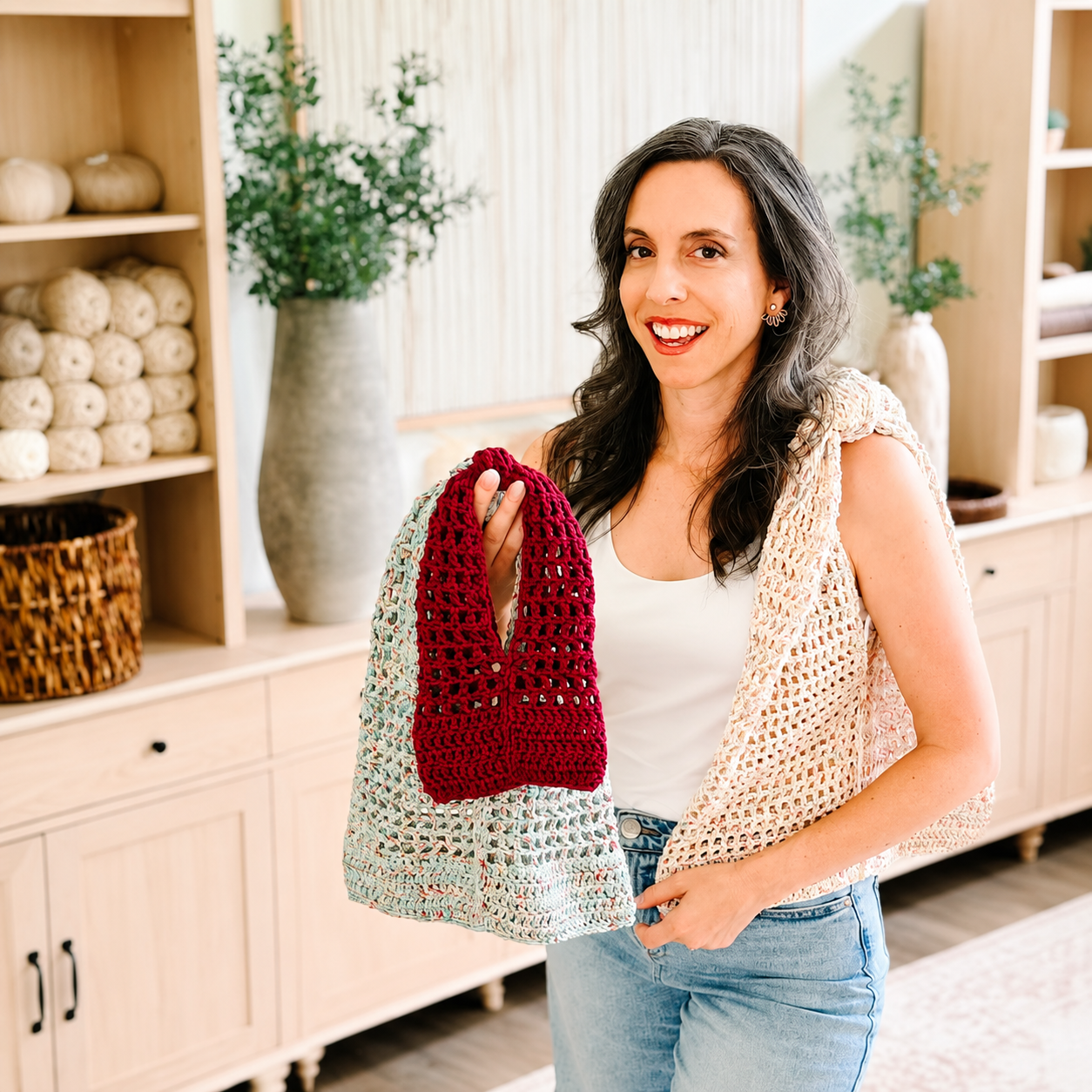 Knotted Mesh Crochet Bag Pattern PDF | Easy Mesh Market Tote | 3 Sizes Crochet Bag Tutorial | Beach Bag | Beginner-Friendly | Instant Digital Download