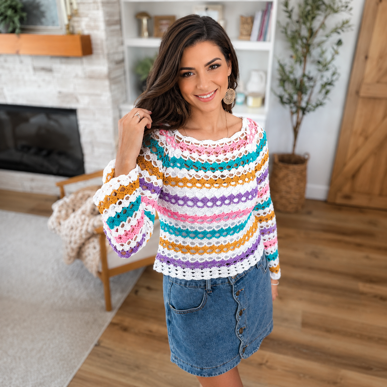 Serena Shell Stitch Top Crochet Pattern PDF + Video | Top-Down Crochet Sweater | XS–5X | Short & Long Sleeve Top | Instant Download