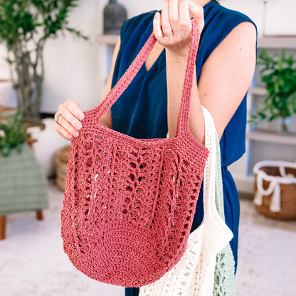 Willow Mesh Crochet Market Bag Pattern PDF | Easy Reusable Tote Bag | Beginner-Friendly Grocery & Beach Bag | 3 Sizes | Instant Digital Download
