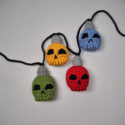 Crochet Skull String Lights Pattern – Halloween Skull Garland PDF Pattern