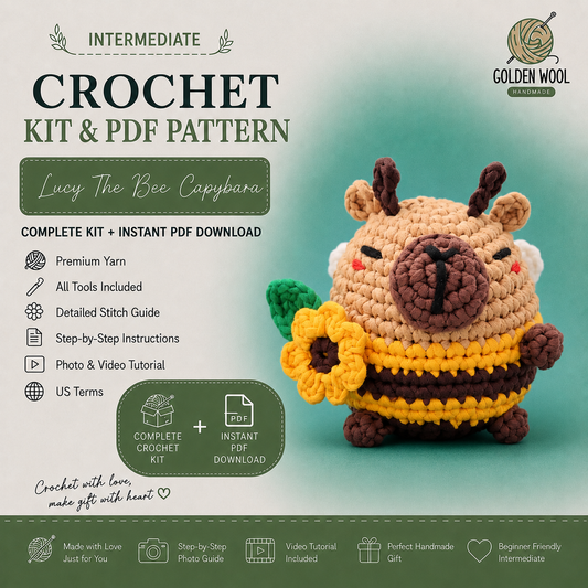 Lucy The Bee Capybara Crochet Kit - Golden Wool