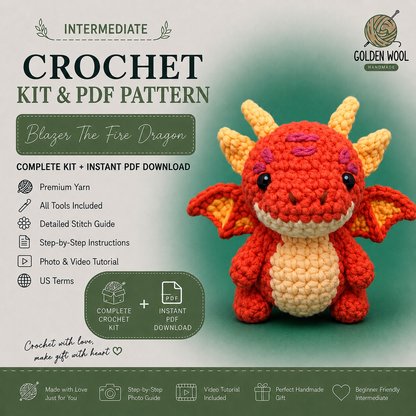 Blazer The Fire Dragon Crochet Kit - Golden Wool