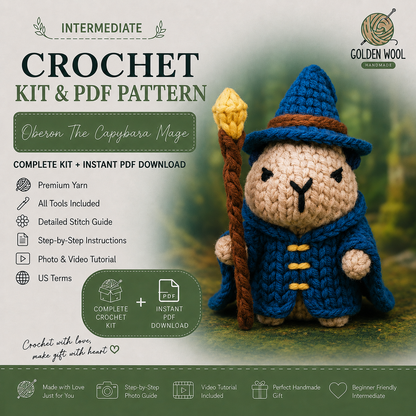 Oberon The Capybara Mage Crochet Kit - Golden Wool