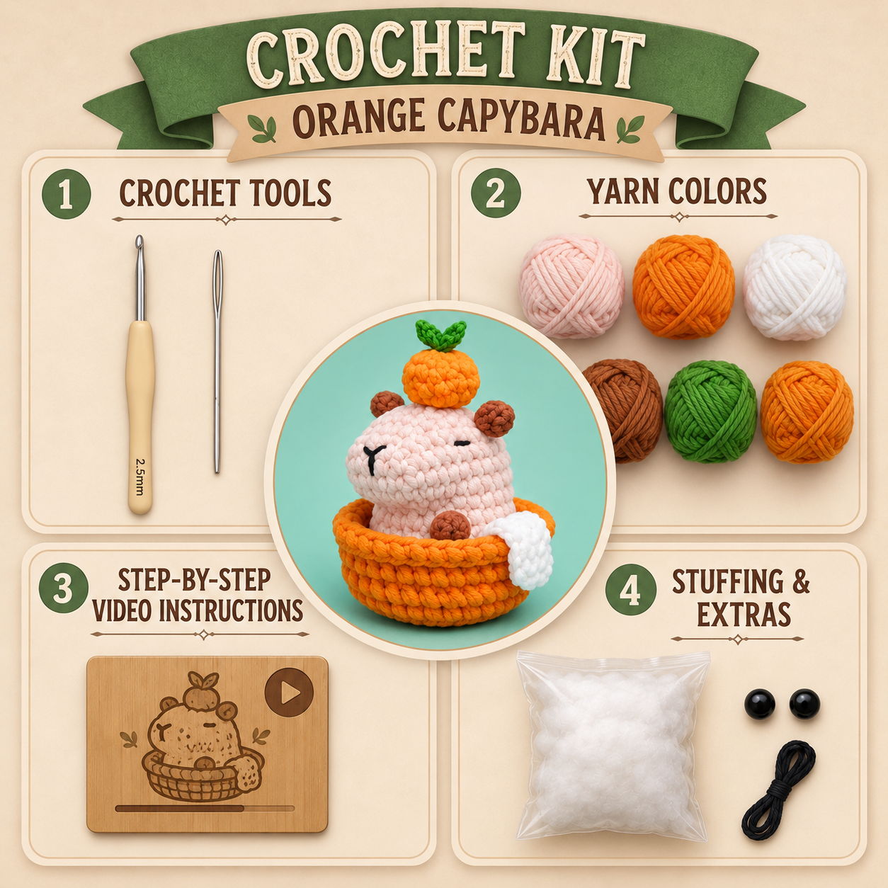 Juju The Capy In-a-Bath Crochet Kit - Golden Wool