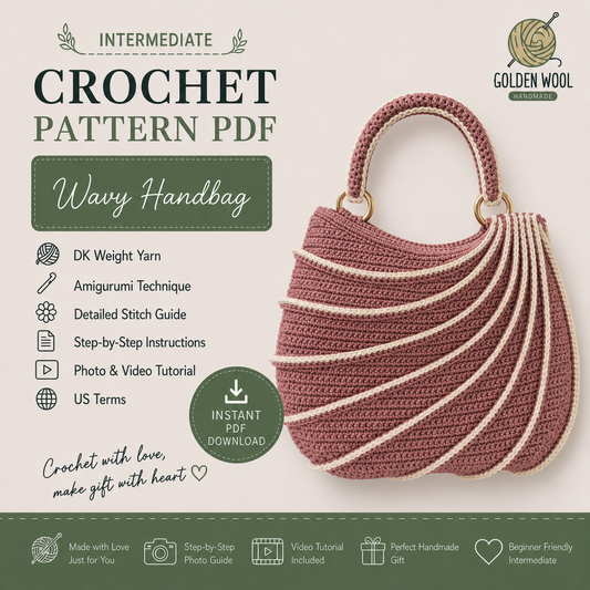 Wavy Handbag Crochet Pattern PDF | Easy Shoulder Bag Pattern with Step-by-Step Video Tutorial | Beginner-Friendly DIY Bag | Instant Download