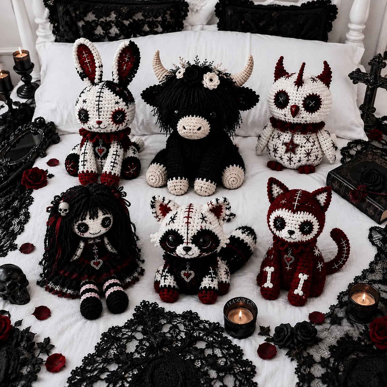 Gothic Crochet Amigurumi Pattern Set – Spooky Plushie & Doll PDF Patterns