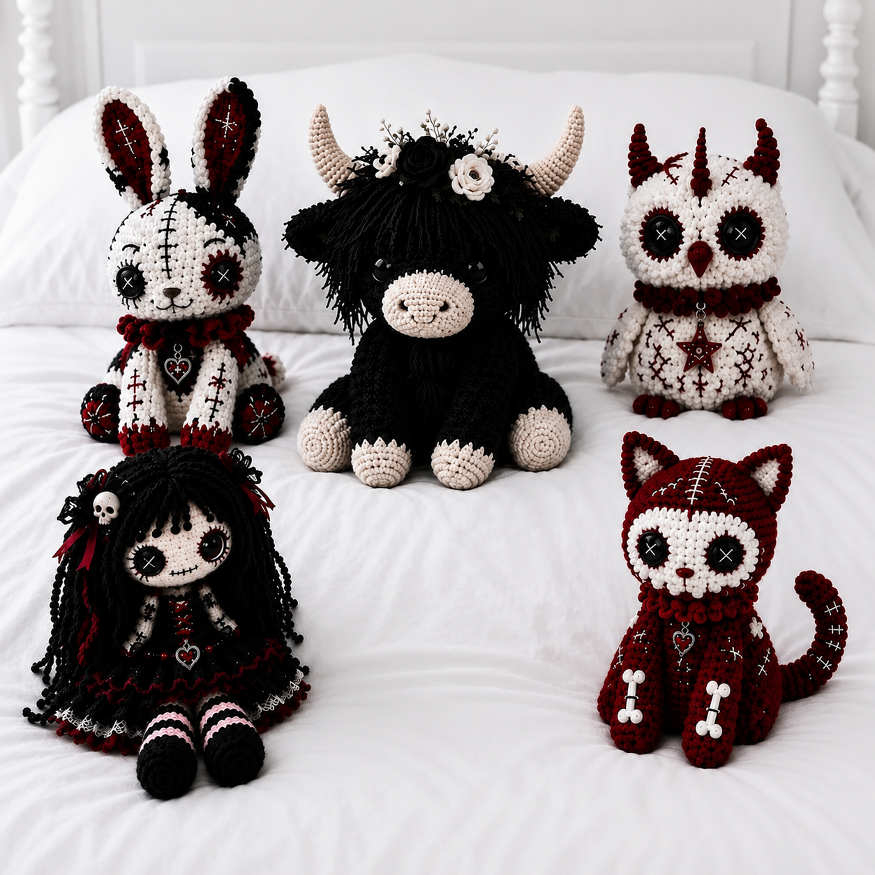 Gothic Crochet Amigurumi Pattern Set – Spooky Plushie & Doll PDF Patterns