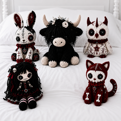 Gothic Crochet Amigurumi Pattern Set – Spooky Plushie & Doll PDF Patterns