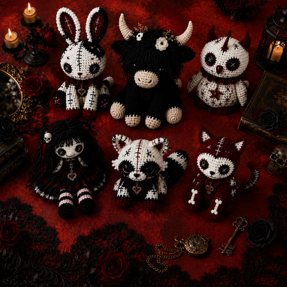 Gothic Crochet Amigurumi Pattern Set – Spooky Plushie & Doll PDF Patterns