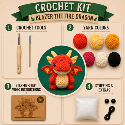 Blazer The Fire Dragon Crochet Kit - Golden Wool