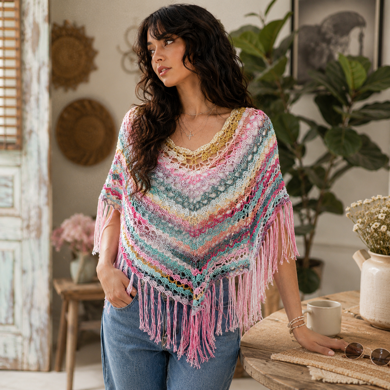 CROCHET PATTERN & VIDEO/ Sienna Poncho Crochet Pattern, Crochet Shawl Pattern, Pdf Pattern - Golden Wool