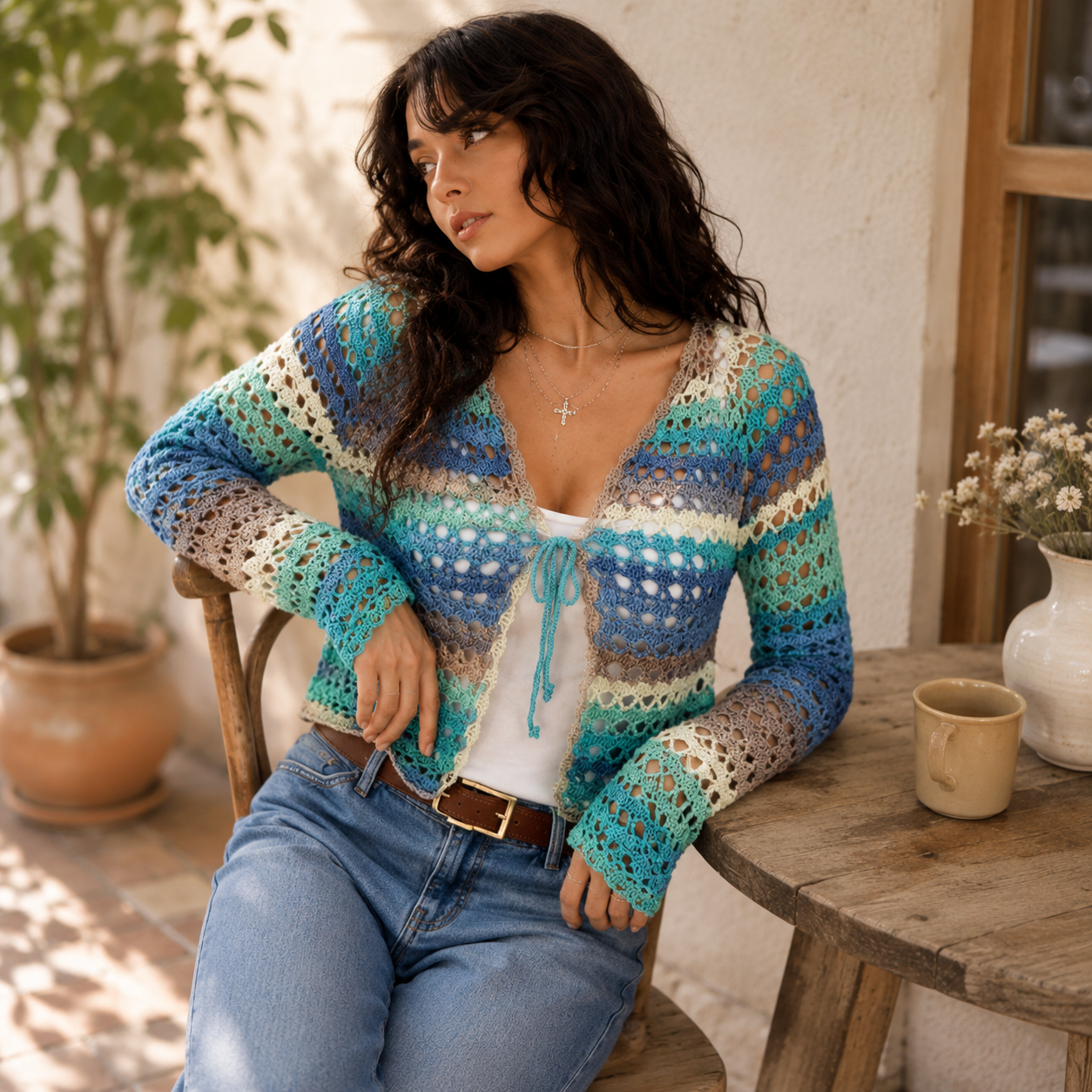 CROCHET PATTERN & VIDEO/ Solea Shell Stitch Cardigan Pattern, Summer Cardigan, Top-Down Cardigan, Seamless, Pdf - Golden Wool