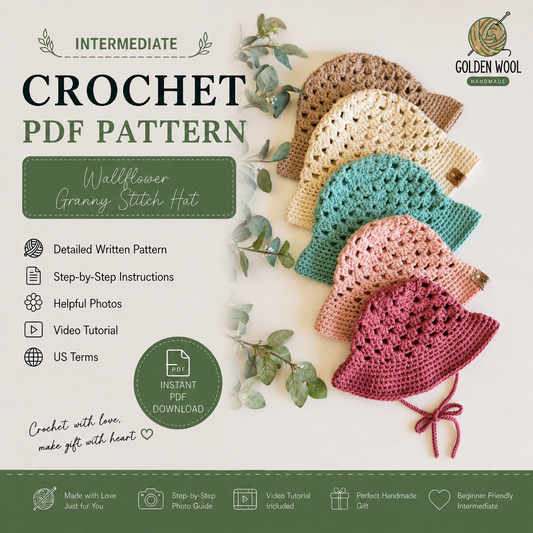 CROCHET PATTERN/ Wallflower Granny Stitch Hat, Crochet Bucket Hat Pattern, Crochet Summer Hat Pattern