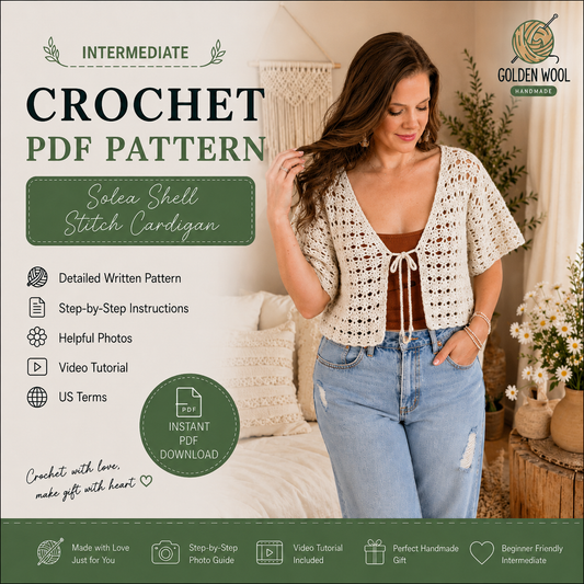 CROCHET PATTERN & VIDEO/ Solea Shell Stitch Cardigan Pattern, Summer Cardigan, Top-Down Cardigan, Seamless, Pdf - Golden Wool