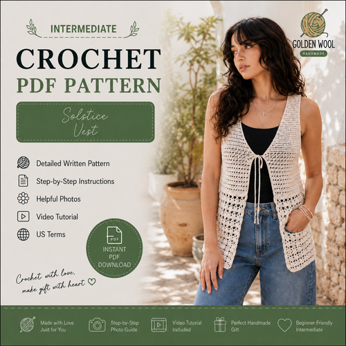 CROCHET PATTERN & VIDEO/ Solstice Vest, Crochet Vest Pattern, Summer Crochet, Beach wear, Women's Crochet, Pdf