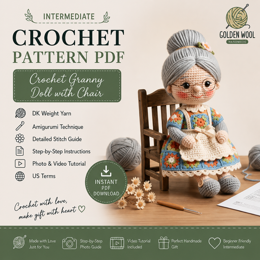 Granny Amigurumi Crochet Pattern – Grandma Doll PDF Tutorial - Golden Wool