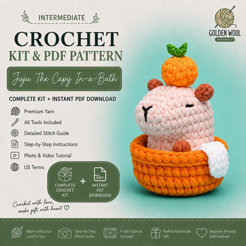 Juju The Capy In-a-Bath Crochet Kit - Golden Wool