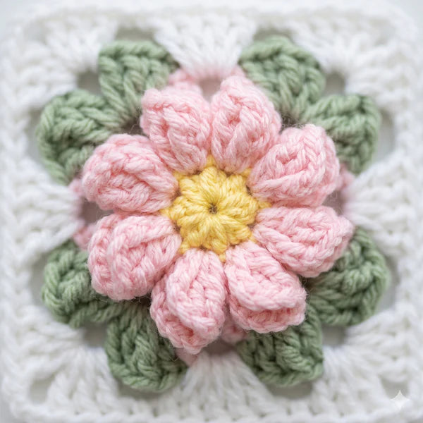 Coquette Flowers Baby Blanket — Crochet Pattern (PDF + Video) | Floral Granny Square Throw - Golden Wool