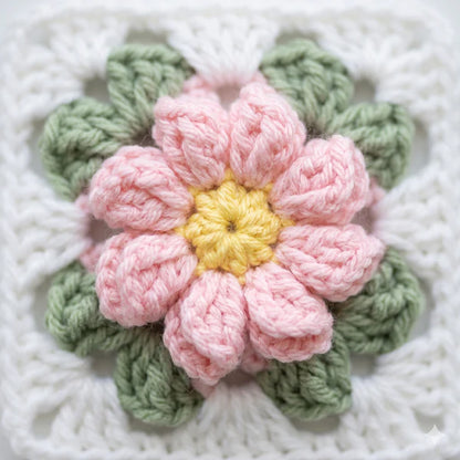 Coquette Flowers Baby Blanket — Crochet Pattern (PDF + Video) | Floral Granny Square Throw - Golden Wool
