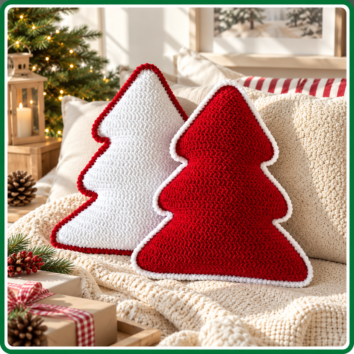Christmas Tree Pillow Crochet Pattern, Festive Home Decor PDF