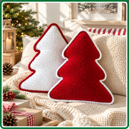 Christmas Tree Pillow Crochet Pattern, Festive Home Decor PDF