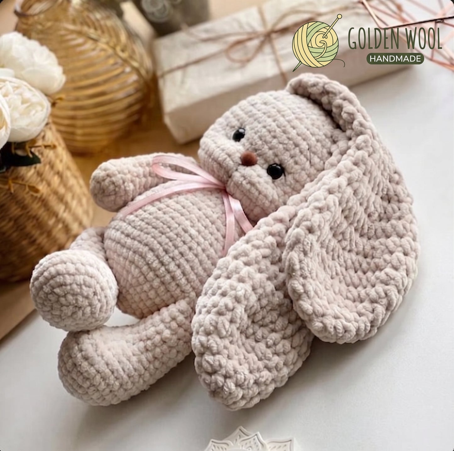Velvet Bunny Crochet Pattern PDF | Plush Amigurumi Bunny - Golden Wool
