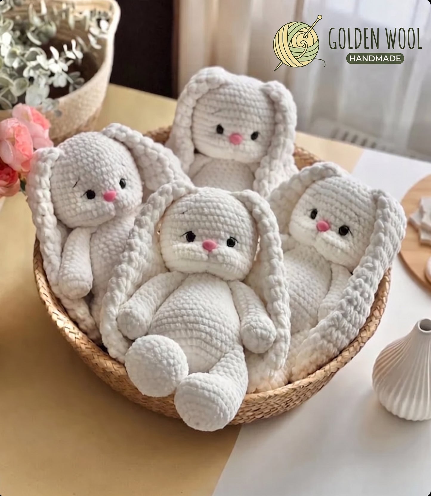 Velvet Bunny Crochet Pattern PDF | Plush Amigurumi Bunny - Golden Wool