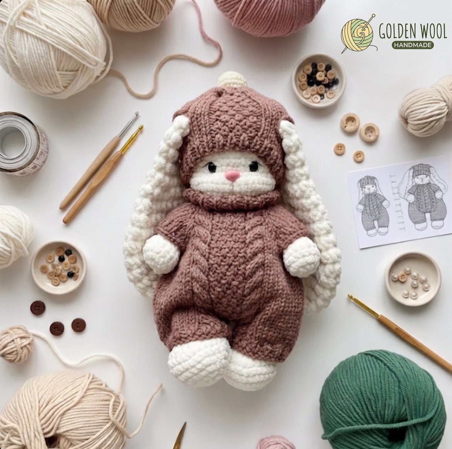 Bear Cozy Outfit Crochet Pattern PDF - Golden Wool