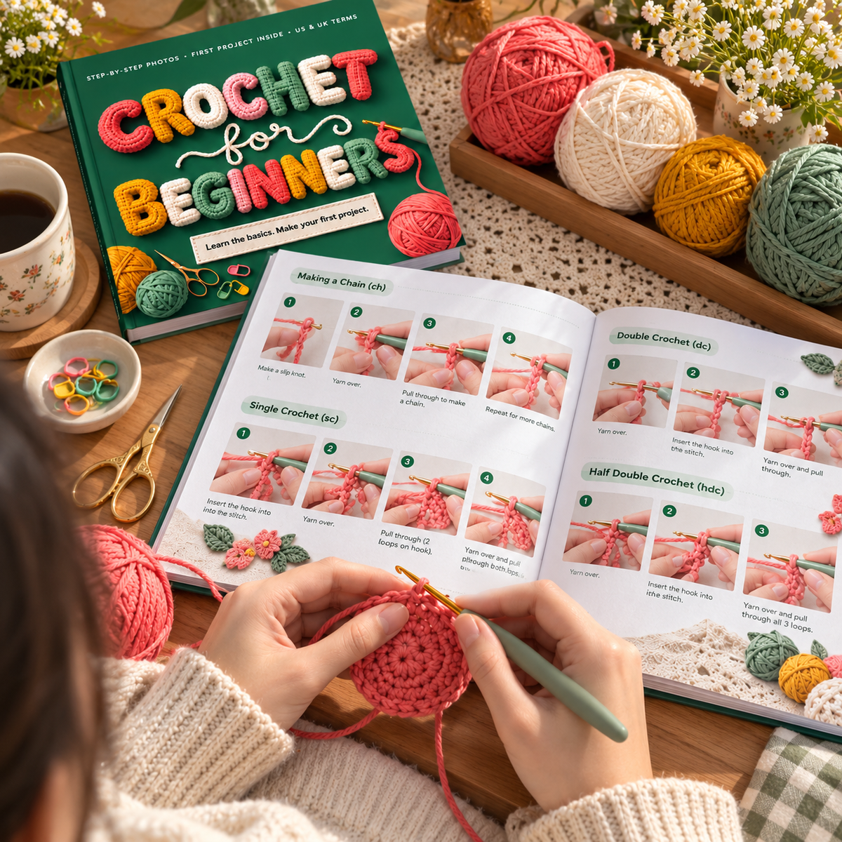 Crochet for Beginners Book | Step-by-Step Crochet Guide with Photos | Learn Your First Crochet Project