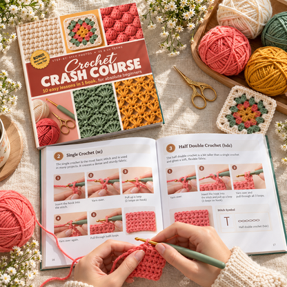 Crochet for Beginners Book, Easy Step-by-Step Crochet Guide, 10 Lessons in One Book