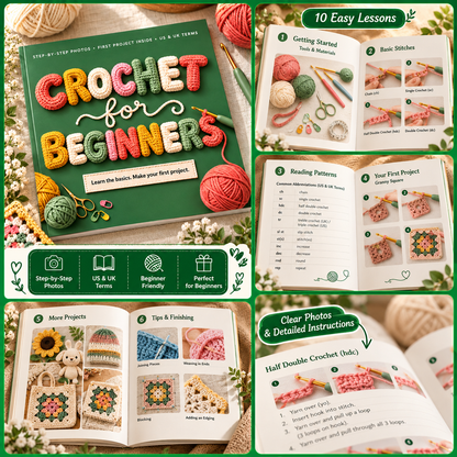 Crochet for Beginners Book | Step-by-Step Crochet Guide with Photos | Learn Your First Crochet Project