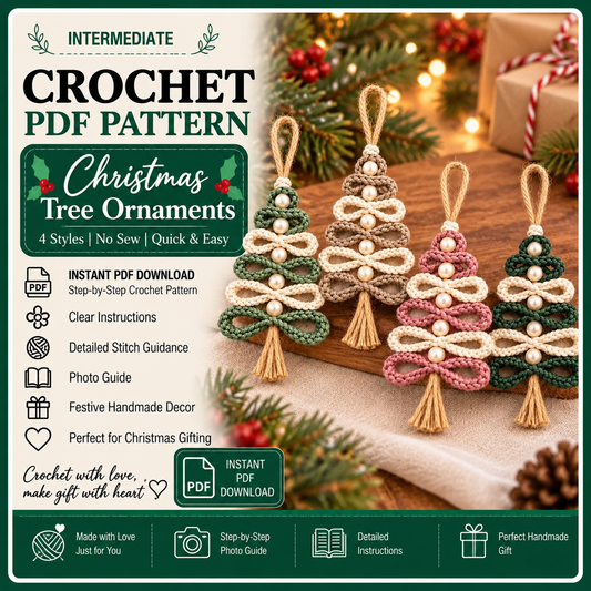 Crochet Christmas Tree Pattern PDF, Boho Loop Ornament