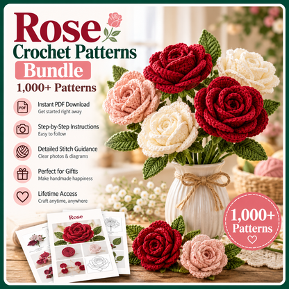 1000+ Flower Crochet Patterns Bundle PDF, Crochet Flower Bouquet, Rose Daisy Sunflower Patterns, Floral Crochet DIY, Digital Download
