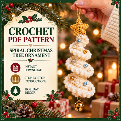 Christmas Tree Crochet Pattern PDF, Spiral Tree Ornament, Mini Hanging Christmas Decoration, Holiday Crochet Pattern