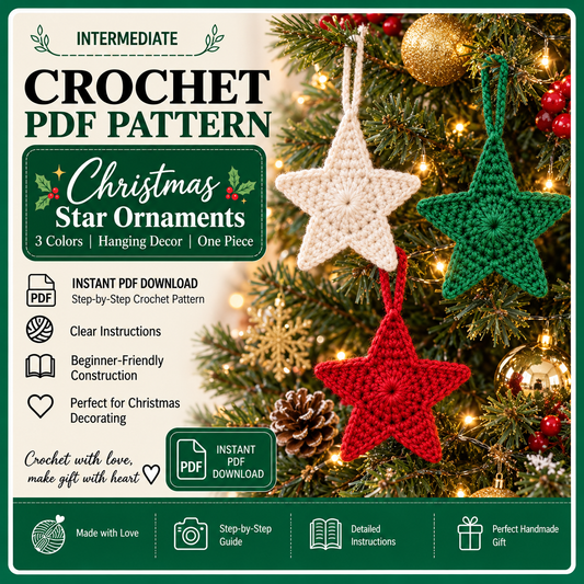 Crochet Star Pattern PDF, Star Applique, Garland and Ornament, Mini Crochet Star PDF Pattern