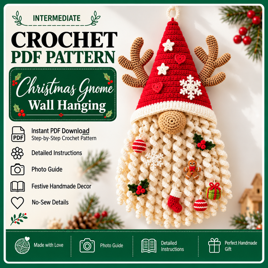 Crochet Christmas Gnome Pattern PDF, Santa Reindeer Door Hanger