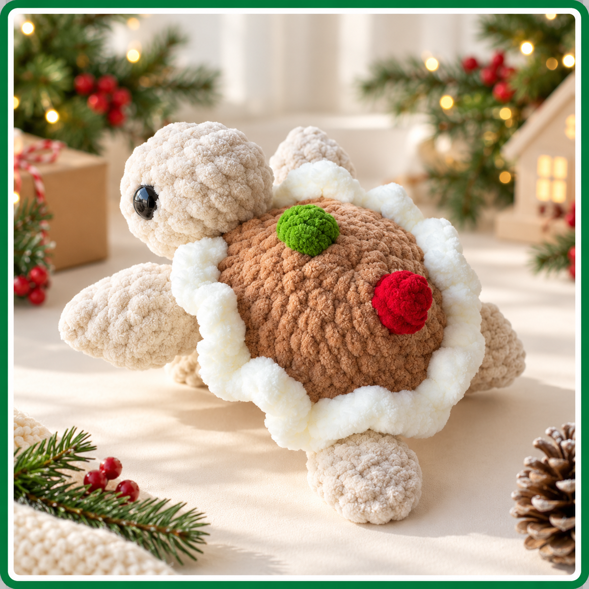 Christmas Turtle Shell Crochet Pattern PDF, Removable Holiday Amigurumi Shell
