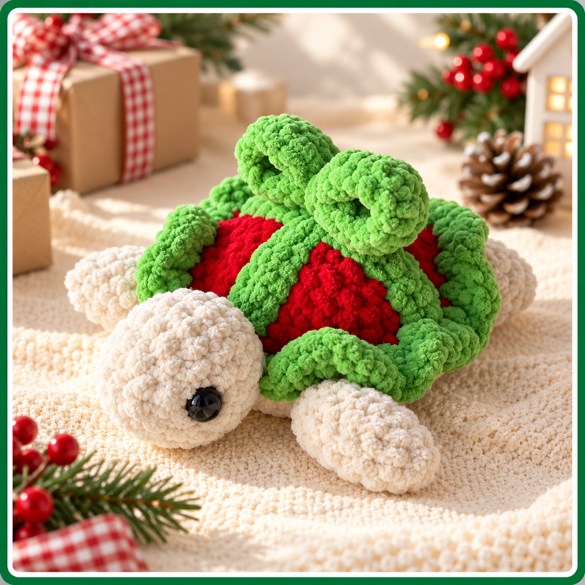 Christmas Turtle Shell Crochet Pattern PDF, Removable Holiday Amigurumi Shell