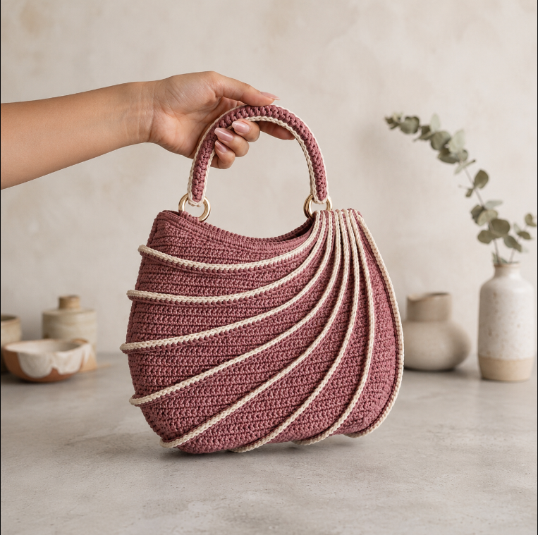 Golden Wool™ | Wavy Handbag Crochet Pattern PDF | Easy Shoulder Bag Pattern with Step-by-Step Video Tutorial | Beginner-Friendly DIY Bag | Instant Download