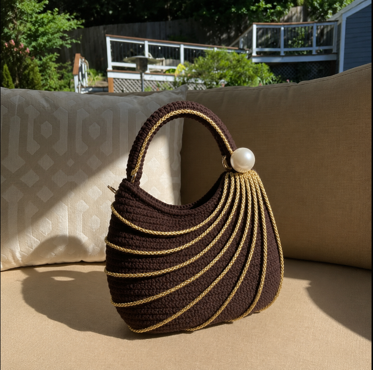 Golden Wool™ | Wavy Handbag Crochet Pattern PDF | Easy Shoulder Bag Pattern with Step-by-Step Video Tutorial | Beginner-Friendly DIY Bag | Instant Download