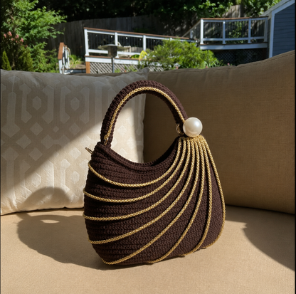 Golden Wool™ | Wavy Handbag Crochet Pattern PDF | Easy Shoulder Bag Pattern with Step-by-Step Video Tutorial | Beginner-Friendly DIY Bag | Instant Download