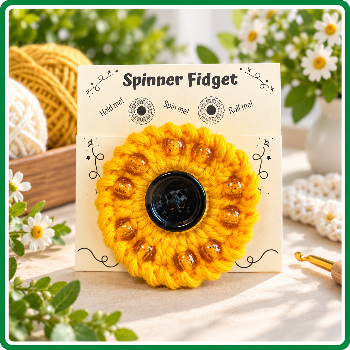 Beaded Fidget Spinner Crochet Pattern PDF, No-Sew Sensory Toy